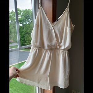 Creme romper with spaghetti straps